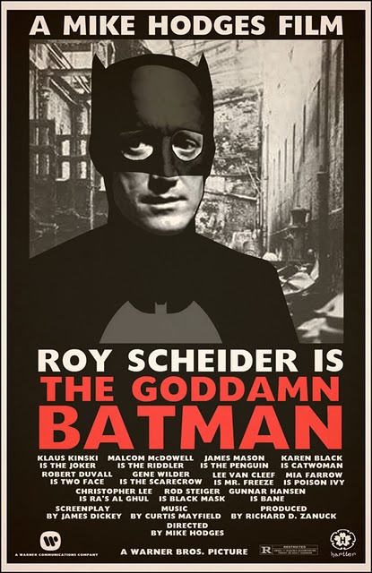 Roy Scheider Batman poster by Sean Hartter reposted by The Yale Record at yalerecord.com