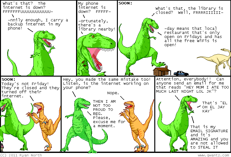 Dinosaur Comics: No Internet