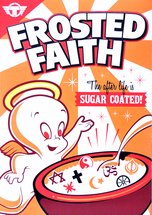 Frosted Faith cereal box reposted by The Yale Record college humor magazine at yalerecord.com.