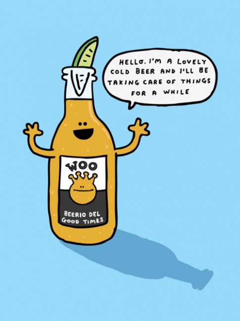 Lovely cold beer cartoon reposted by The Yale Record college humor magazine