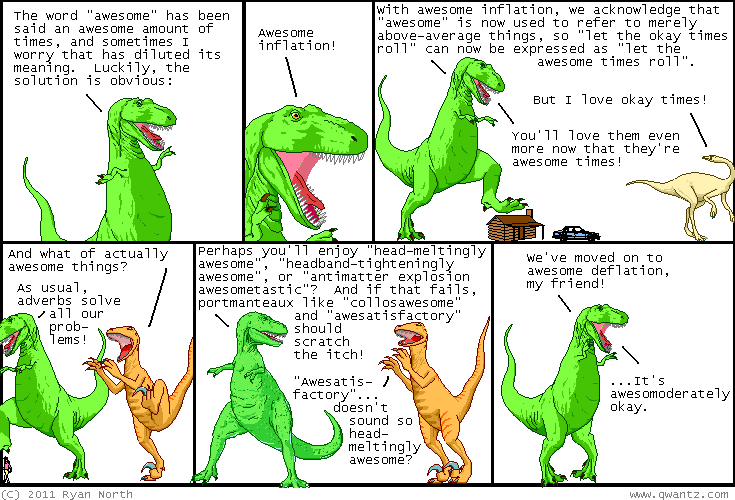 Dinosaur Comics: Awesome Inflation