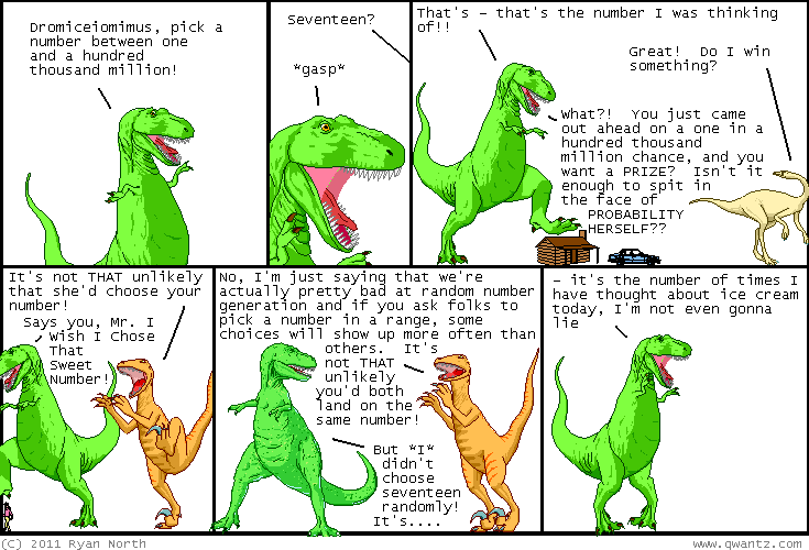 Dinosaur Comics: Pick a Number