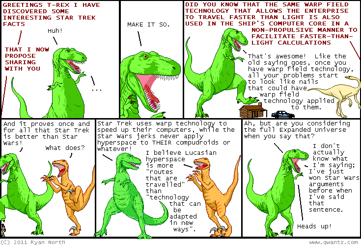 Dinosaur Comics: Interesting Star Trek Facts