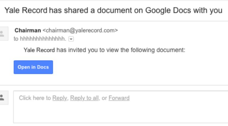 The Yale Record Has Shared A Document On Google Docs With You