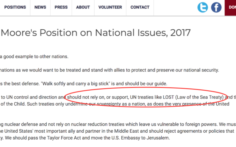 Roy Moore: If That’s The Price I Pay For My Staunch Opposition To The UN’s Law Of The Sea Treaty, Then So Be It